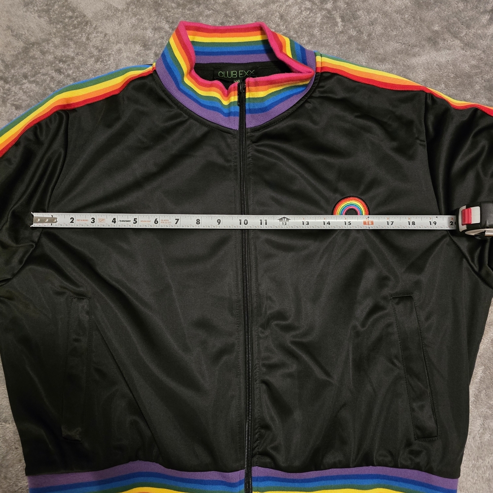 Rainbow Trim Black Bomber Jacket - Picture 9 of 11